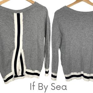 If By Sea Split Back Crew Neck Sweater Gray XS Wool Blend